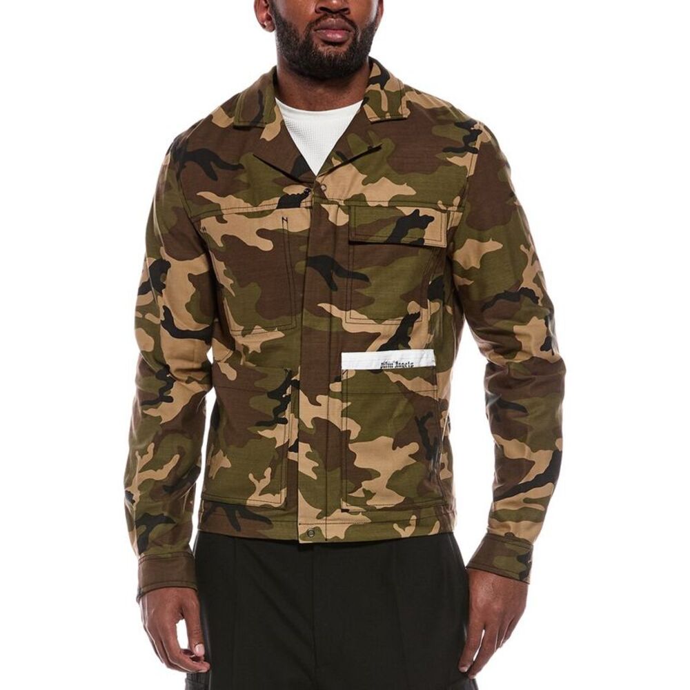 Palm Angels Mens Camo Jacket, Green